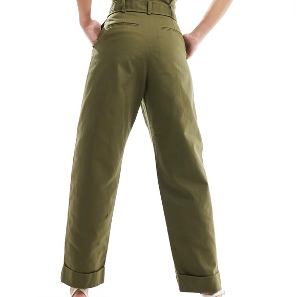 & Other Stories Khaki Tie-Waist Trousers sz 2 NWOT - Picture 2 of 6